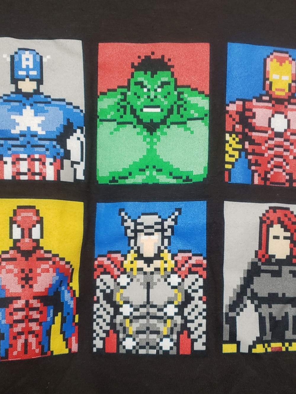 Marvel Black Short-Sleeve Tee with Pixel Superhero Grid - Picture 2 of 3